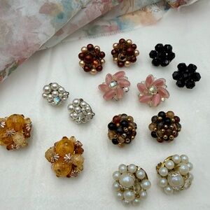 Vintage Cluster Clip Earrings Lot
